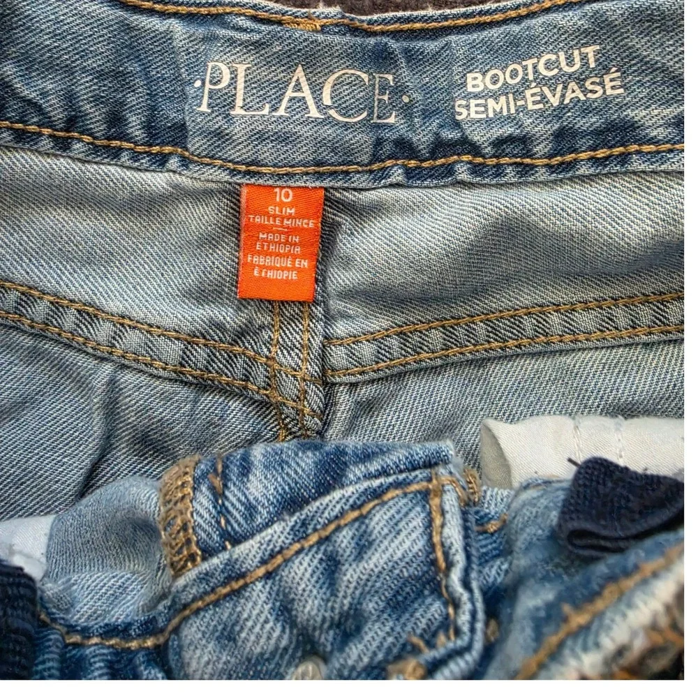 The Childrens Place Boys Bootcut Jeans Light Wash Slim Fit Size‎ 10 Blue Denim